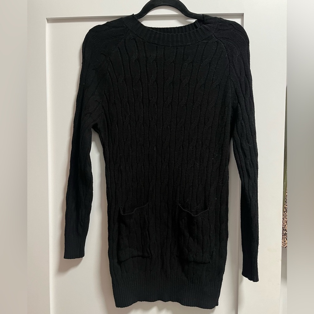 Black Long Sleeve Cashmere Sweater Dress